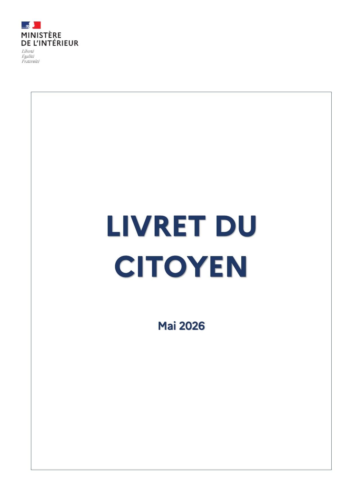 Couverture officielle du Livret du citoyen, édition mai 2026.